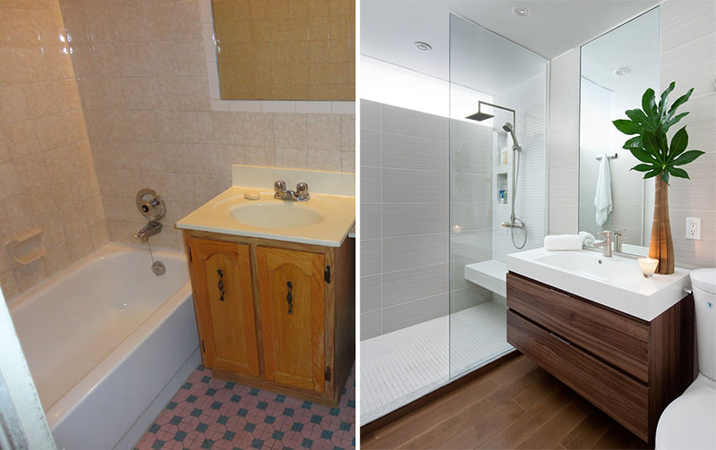 Before and after bathroom renovation Toronto modern design