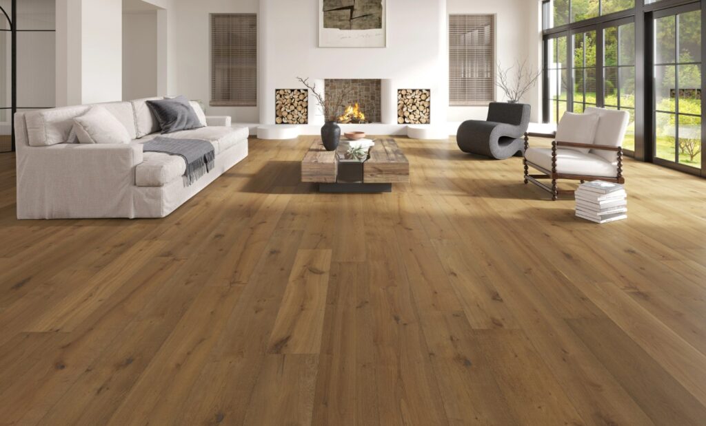 Modern GToronto living room with laminate flooring in oak finish